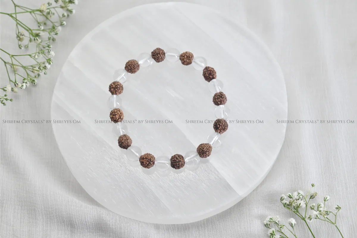 Rudraksha + Clear Quartz