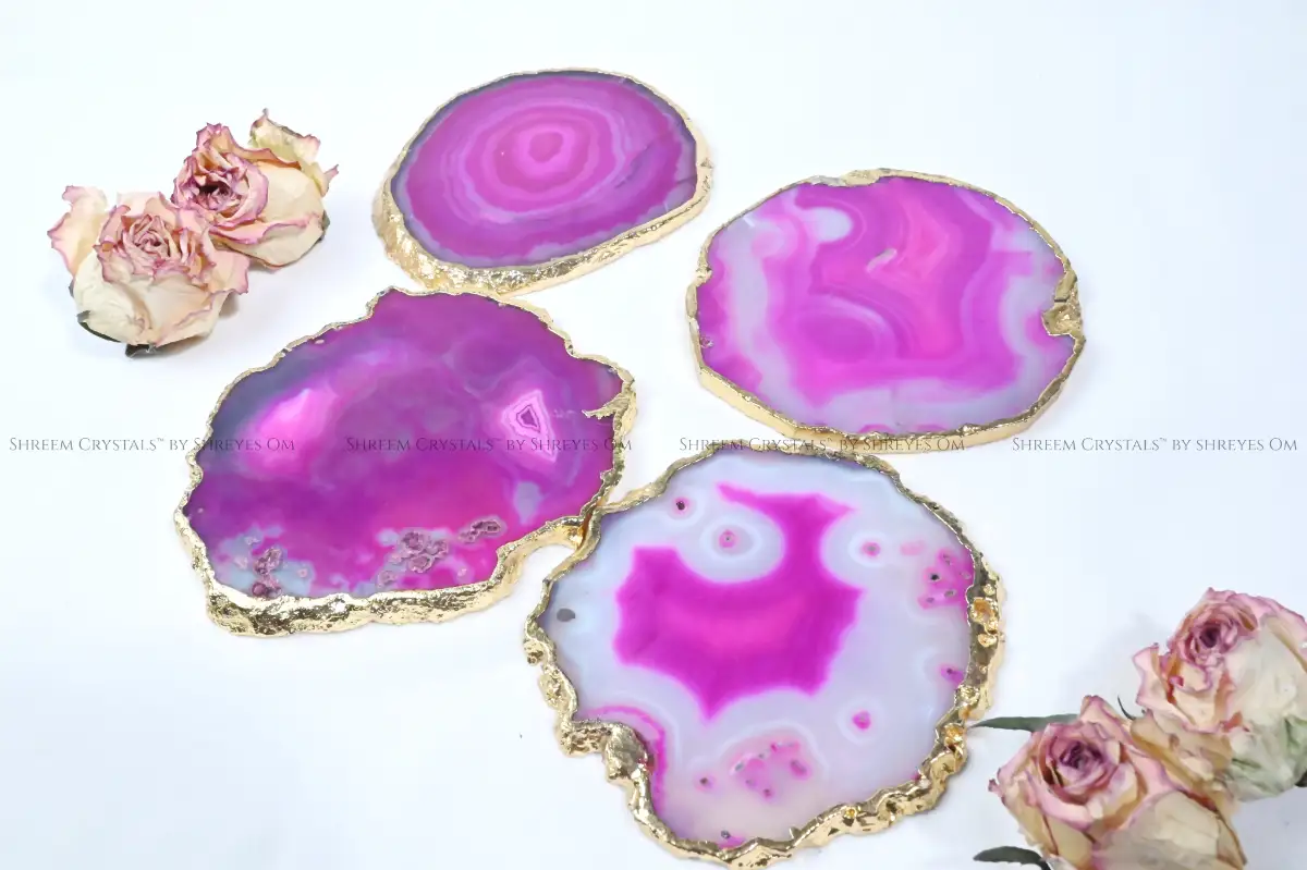 Pink Agate Coaster (Pack of 4) – Shreem Crystals