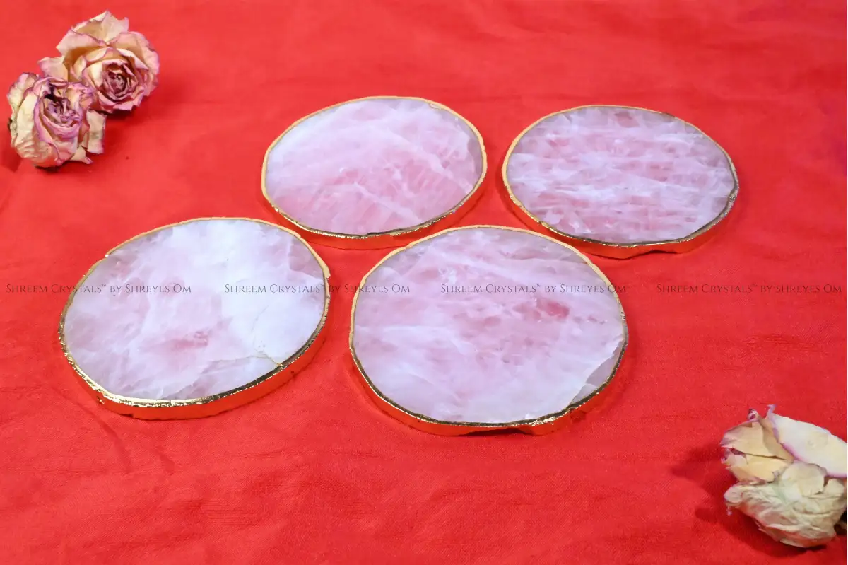 Rose Quartz Circle Coaster (Pack of 4) – Shreem Crystals