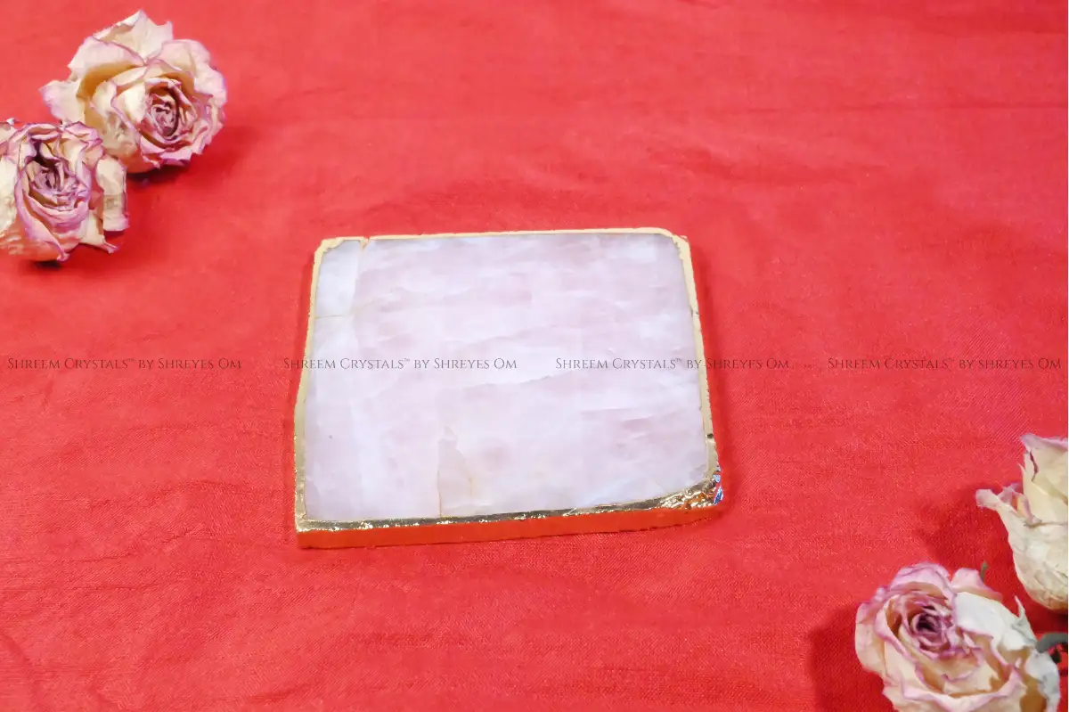 Rose Quartz Square Coaster 2 – Shreem Crystals