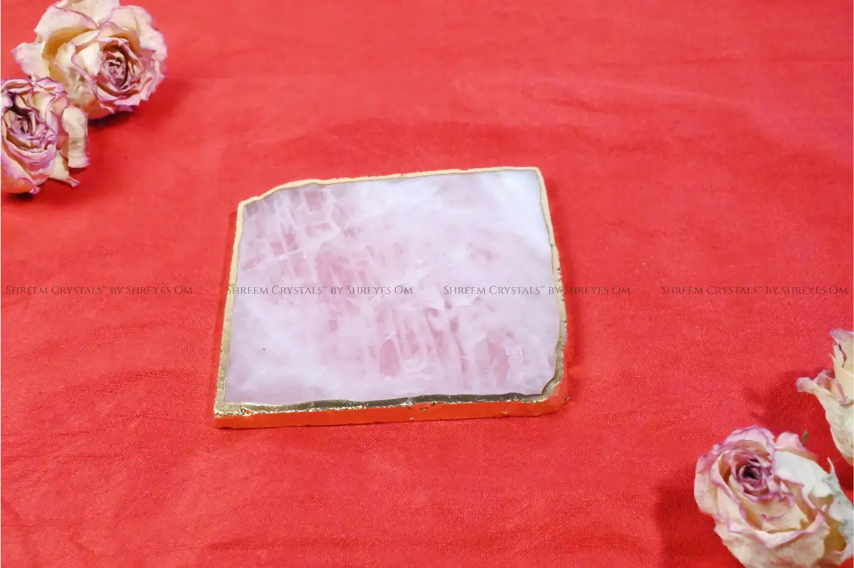 Rose Quartz Square Coaster 3 – Shreem Crystals