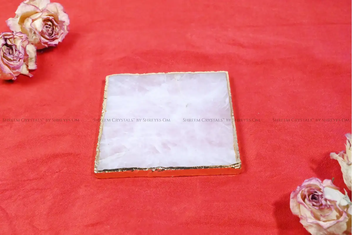 Rose Quartz Square Coaster 4 – Shreem Crystals