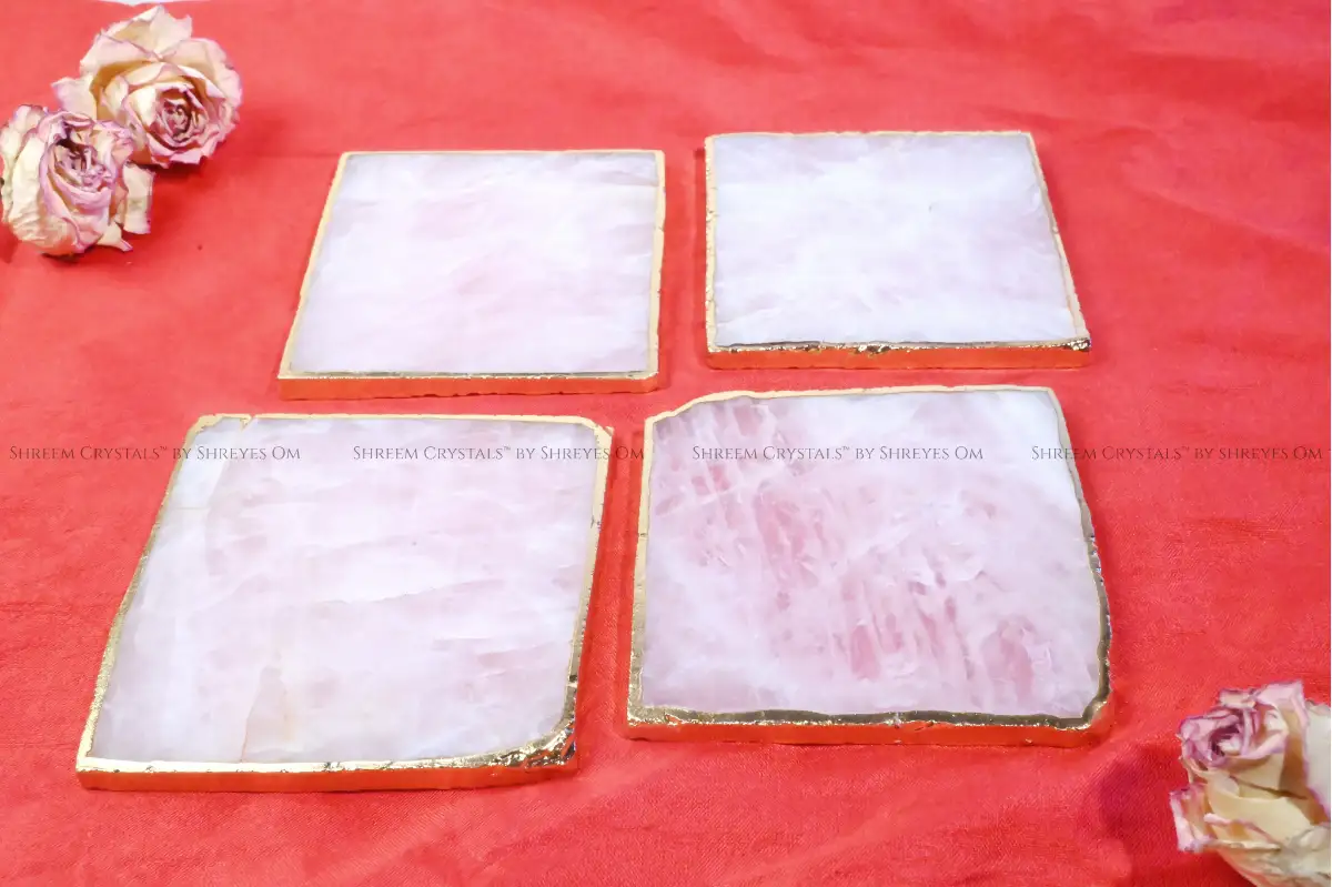 Rose Quartz Square Coaster (Pack of 4) – Shreem Crystals
