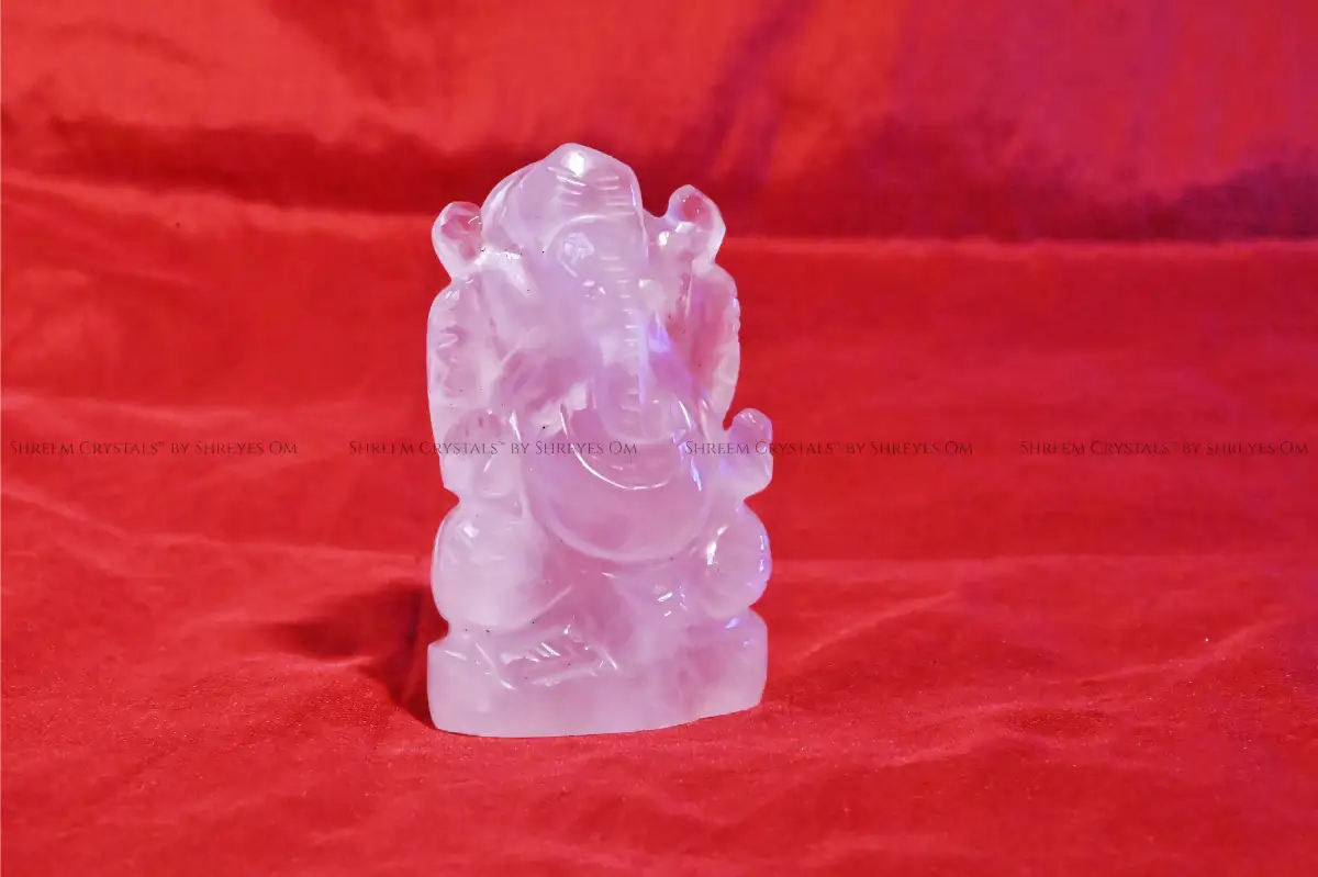 Rose Quartz Ganesha L2 – Shreem Crystals