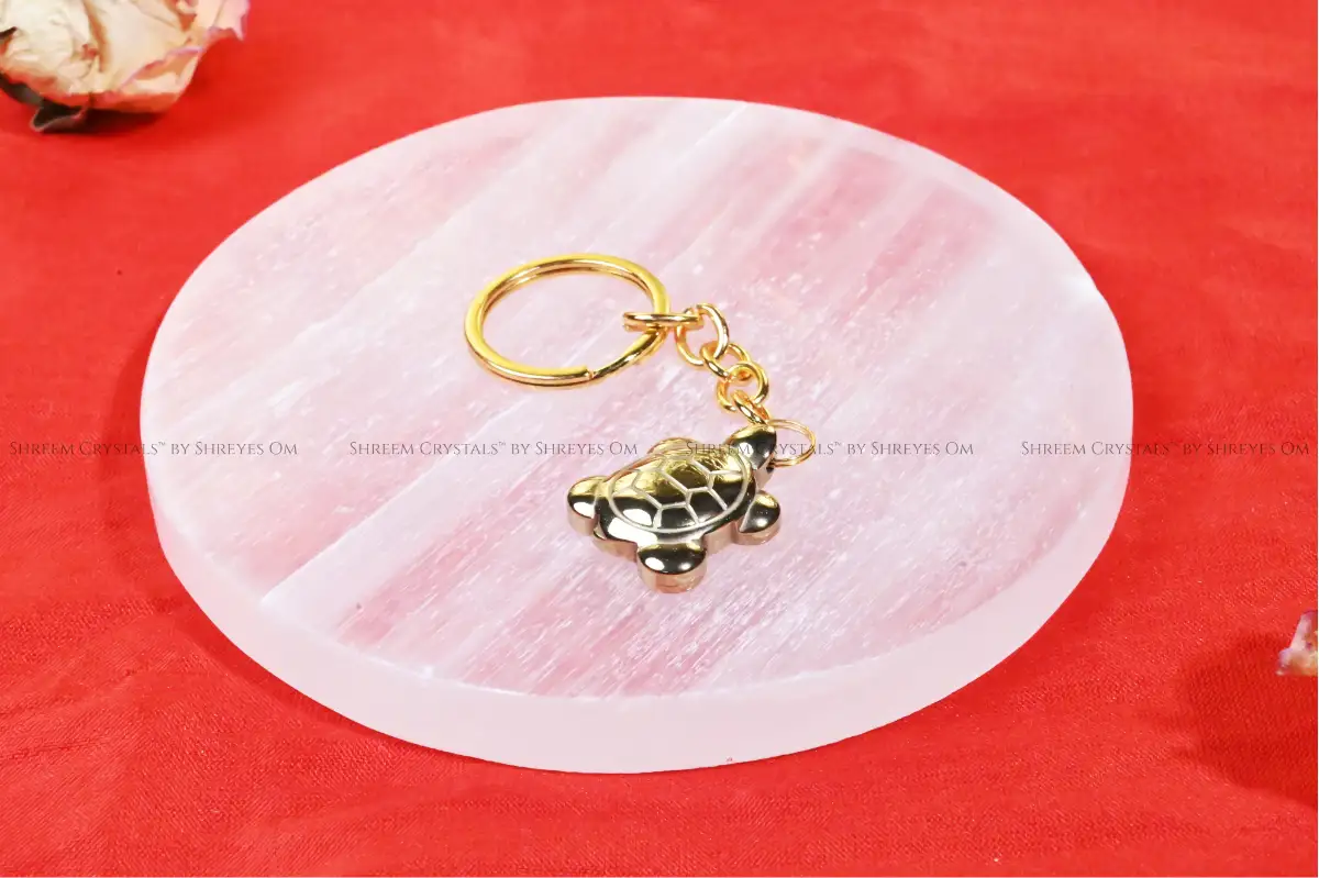 Golden Hematite Turtle Keychain