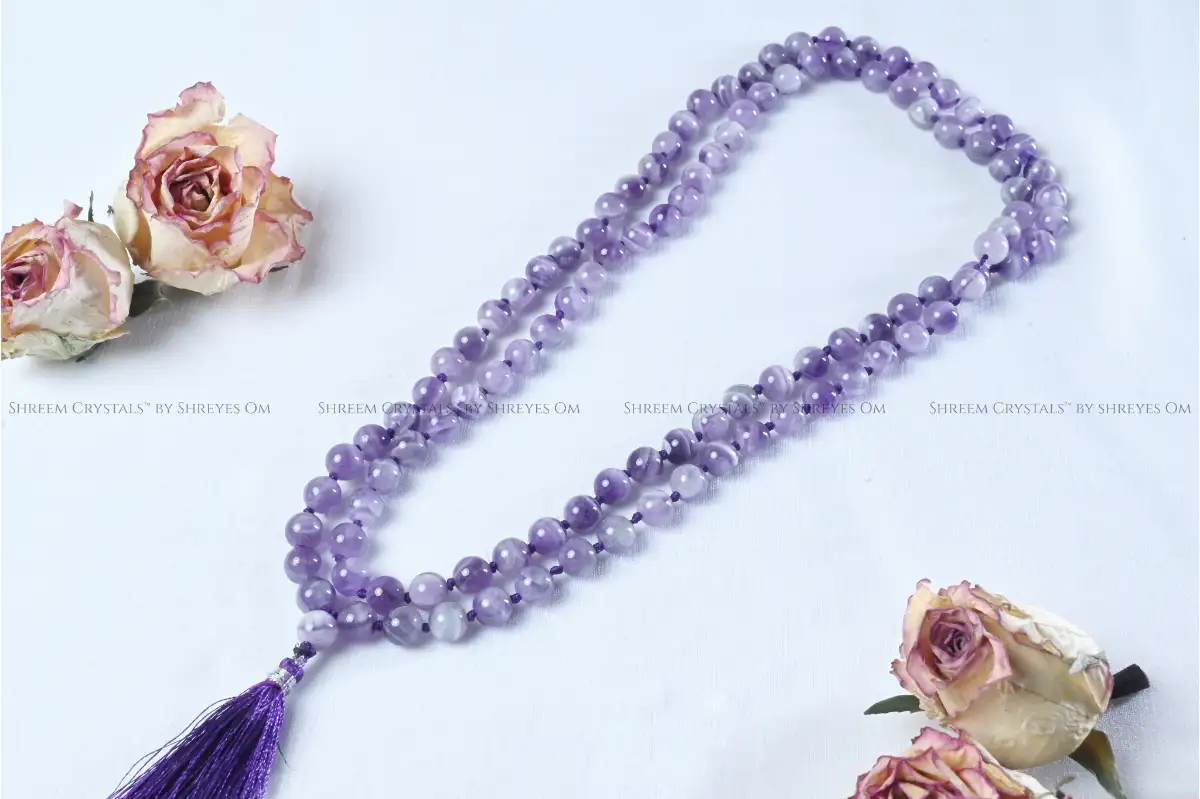 Chevron Amethyst Mala (knotted) – Shreem Crystals