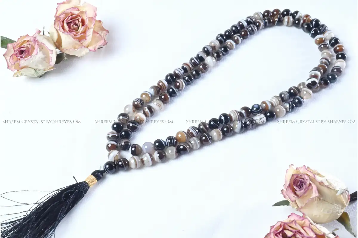 Sulemani Hakik / Black Banded Agate Mala