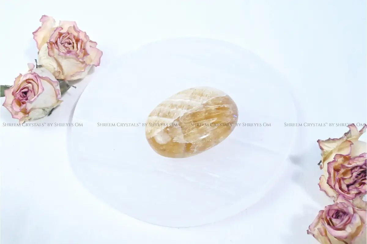 Yellow Calcite Palm Stone