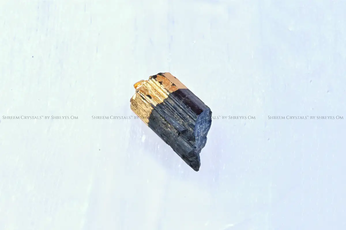 Raw Black Tourmaline Pendant (Golden) – Shreem Crystals