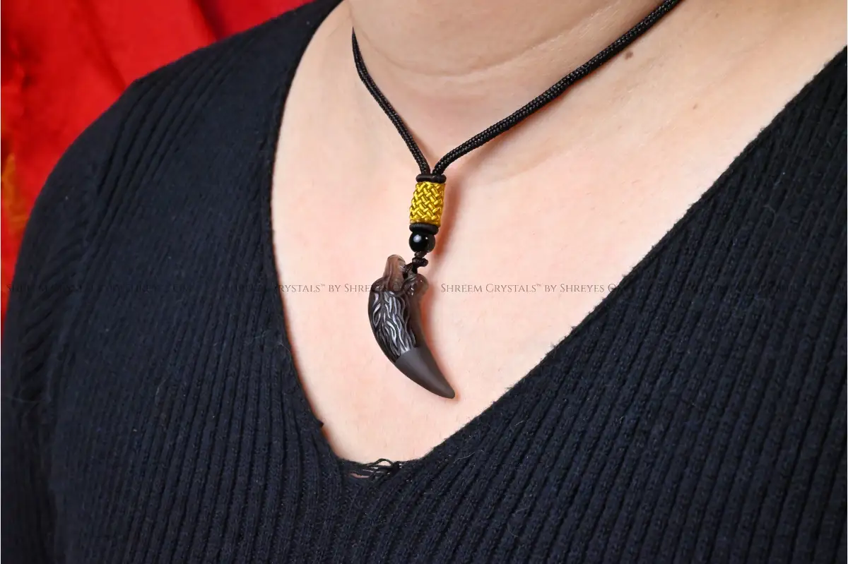 Black Obsidian Wolf Tooth