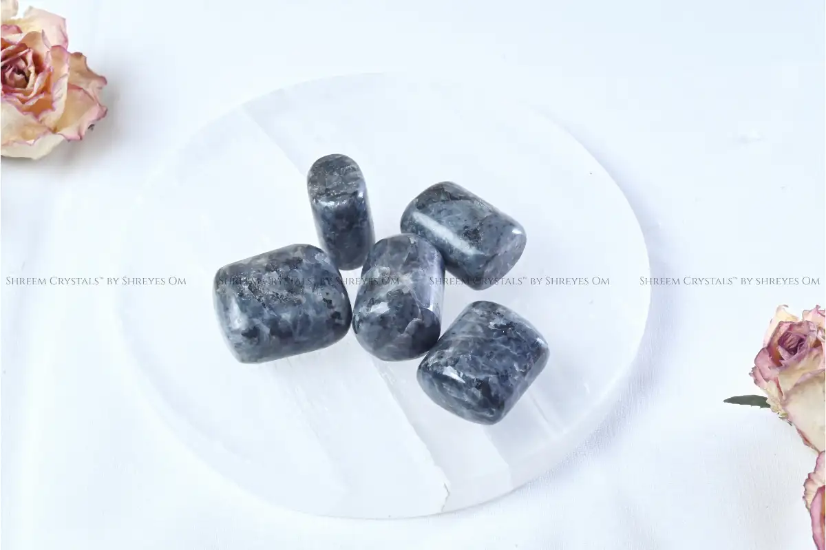 Larvikite Tumbles – Shreem Crystals