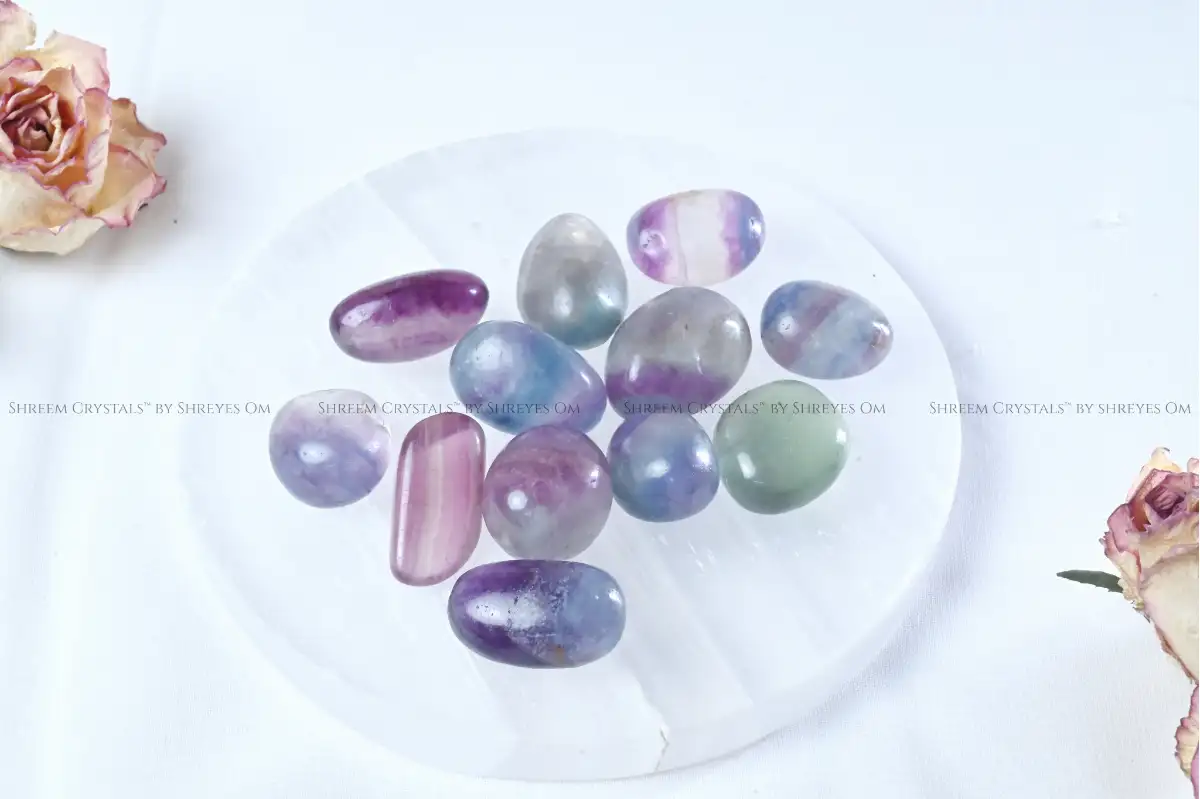 Multi Fluorite Tumbles – Shreem Crystals