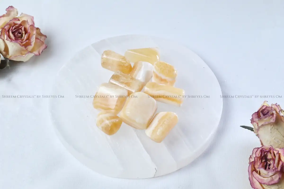 Yellow Calcite Tumbles – Shreem Crystals